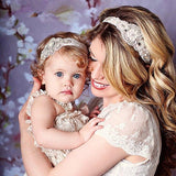 Mom and Me Matching Elastic Lace Headband White Set - dresslikemommy.com
