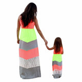 Mother Daughter Lace Stripe Stitching Maxi Dress - dresslikemommy.com
