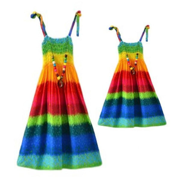 Mother Daughter Matching Colorful Chiffon Beach Dress - dresslikemommy.com