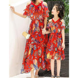 Mother & Me Chiffon Floral Long Dress - dresslikemommy.com