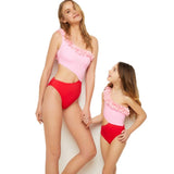 One Shoulder Matching Swimsuit - dresslikemommy.com