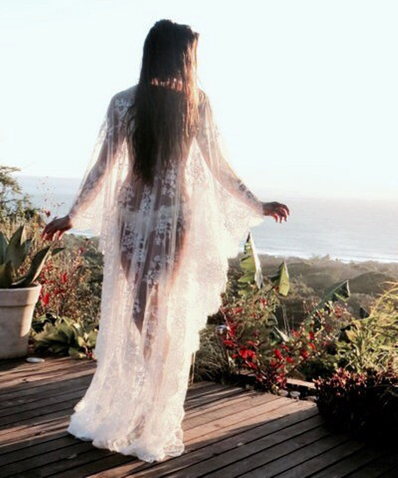 Maternity Photography Props Maxi Dresses See Through Eyelashes Lace - dresslikemommy.com