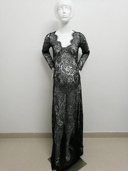 Lace Long Sleeve Maternity Photography Props Dresses For Pregnant Women - dresslikemommy.com