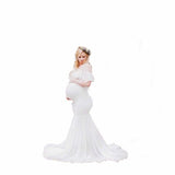 Maternity Cotton Mermaid Trumpet Strapless Pregnant Dress - dresslikemommy.com