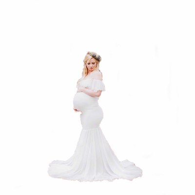 Maternity Cotton Mermaid Trumpet Strapless Pregnant Dress - dresslikemommy.com