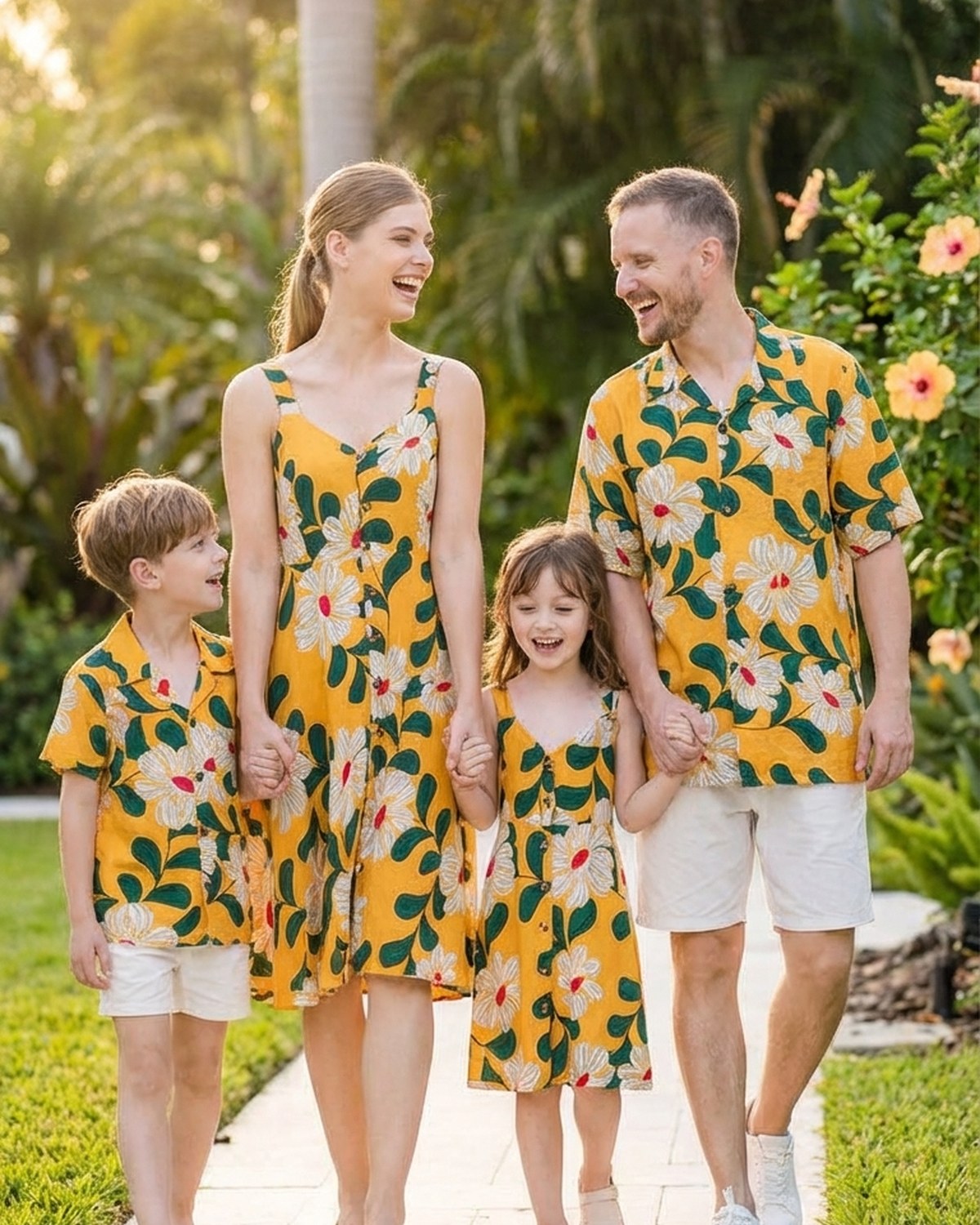 Tenues assorties pour la famille pour les photos dans la cour de citrouilles